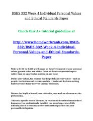 UOP BSHS 332 Week 4 Individual Personal Values and Ethical Standards Paper.doc